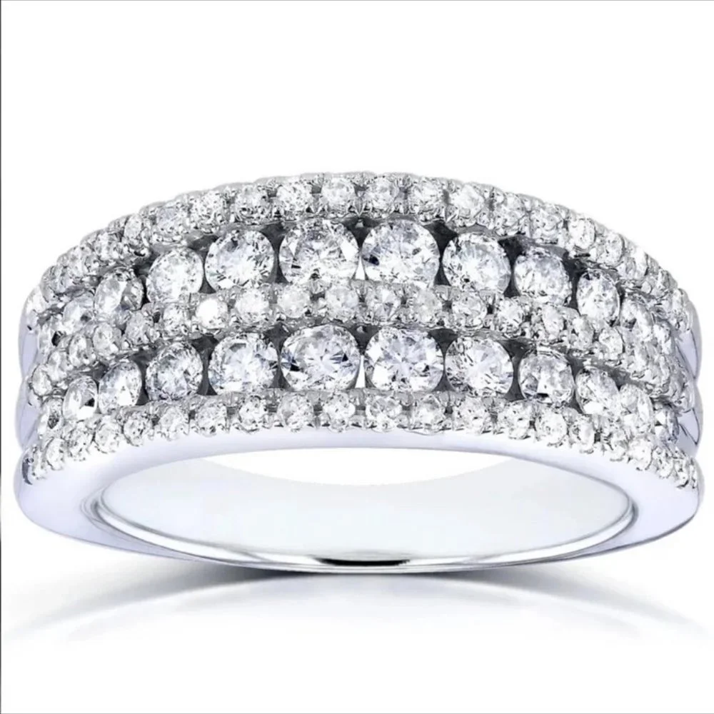 NEW MULTI LAYER S925 STERLING SILVER DIAMOND RING, BEAUTIFUL RING, SHINY RING. - Picture 2 of 7